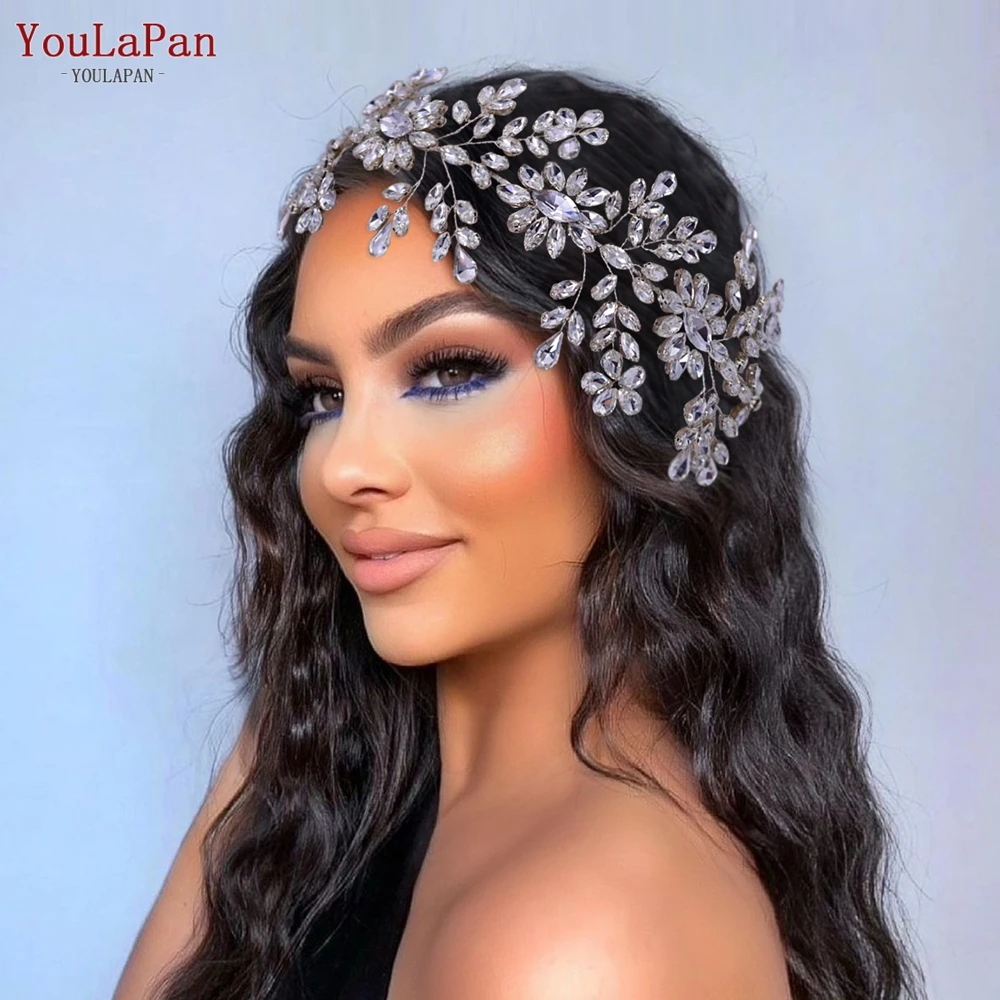 YouLaPan حجر الراين الأزهار عقال الحلو العروس مجوهرات خوذة لطيف الفتيات أغطية الرأس حفلة عيد ميلاد حفلة موسيقية إكسسوارات الشعر HP408