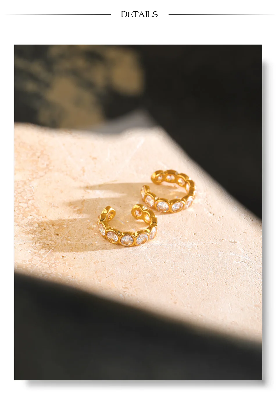 Yhpup Edelstahl-Ohrringe mit kubischem Zirkonia, wasserdicht, hochwertig, ohne Piercing, zarter Alltagsschmuck – Detail 9