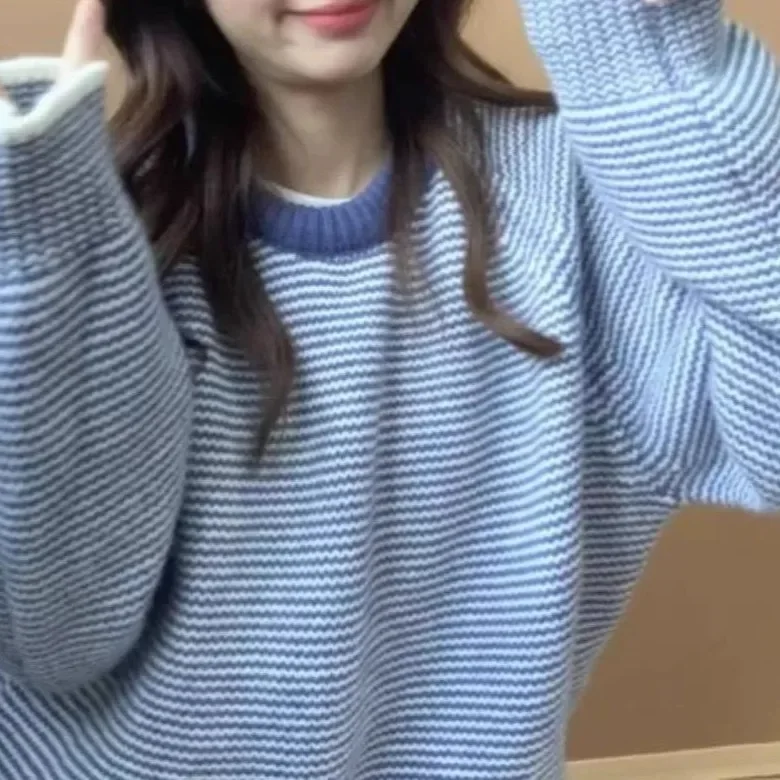 الرجعية الكورية نمط الأزرق سترة المرأة فضفاضة ملابس خارجية جديدة غير رسمية مخطط كتلة اللون الصيف كسول نمط طاقم الرقبة الأعلى