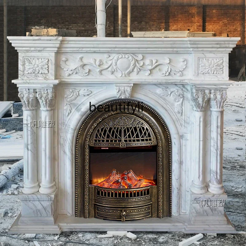

French marble fireplace stone carving fireplace marble fireplace living room decorative cabinet B06