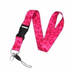 Mobile Phone Lanyard Fashion Pink Leopard Neck Strap Keychain Teacher Lanyard for ID Card Holder Keys Keychain Keyring Gift