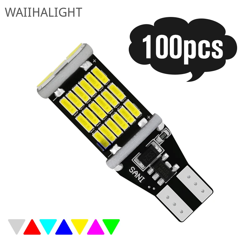 

100x 12V T16 T15 Canbus W16W 921 High Power 45 SMD 4014 LED Canbus No ERROR Car Backup Reserve Lights Bulb Brake Lamp