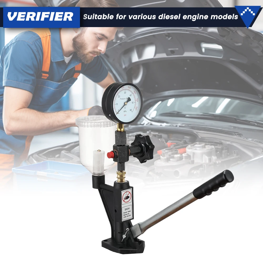 Degreat Multifunktions-Diesel-Injektor-Druckprüfgerät PSI-Messgerät mit Montagebasis für Motor-Kraftstoffprüfgerät Reparaturwerkzeug mit Filter