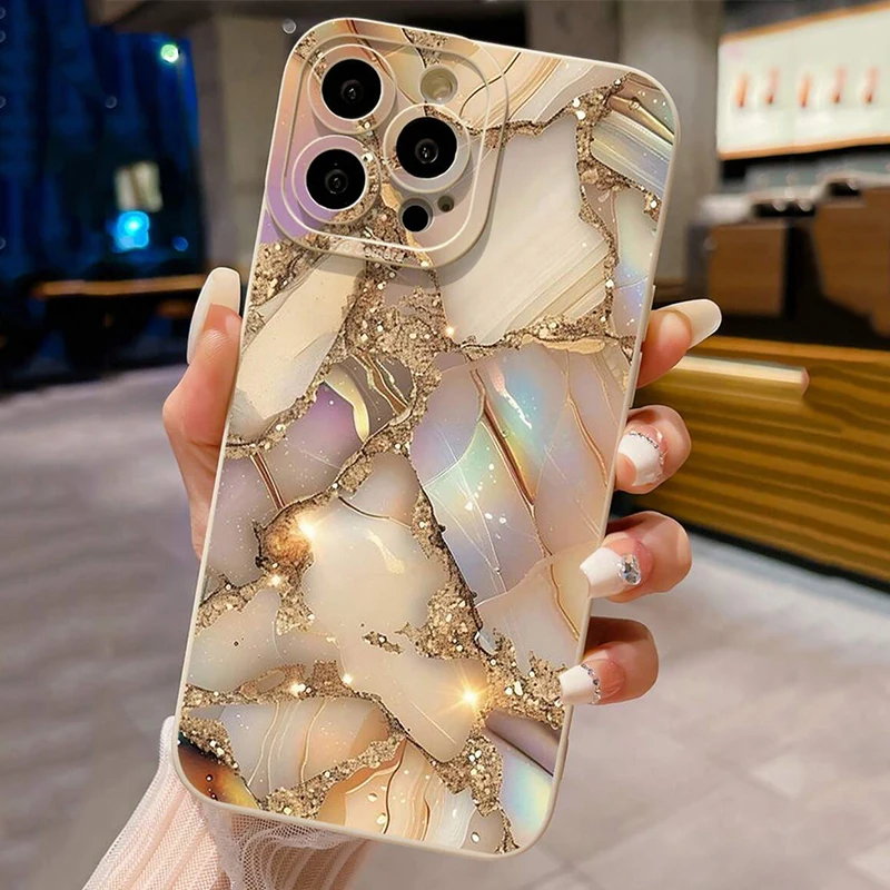 For Samsung Galaxy S25 S24 S26 A16 A36 A56 A35 A55 A34 A54 S23 Ultra S22 Plus S21 FE Phone Case With Gold Graded Marble Pattern