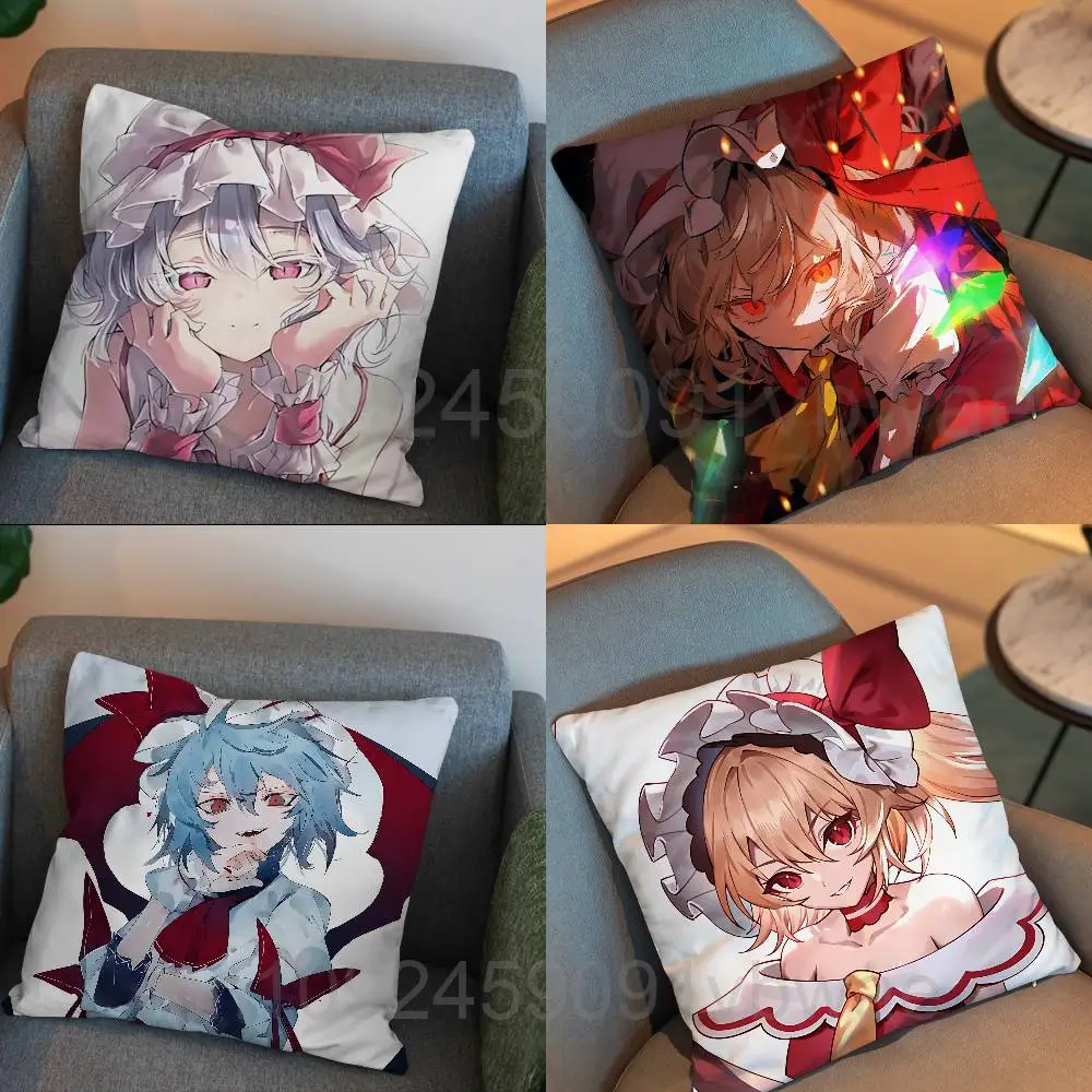 Remilia Flandre Scarlet Touhou Project Cartoon Pillow Cover, 4K HD Printed Cushion Cover case with Various Exquisite Patterns