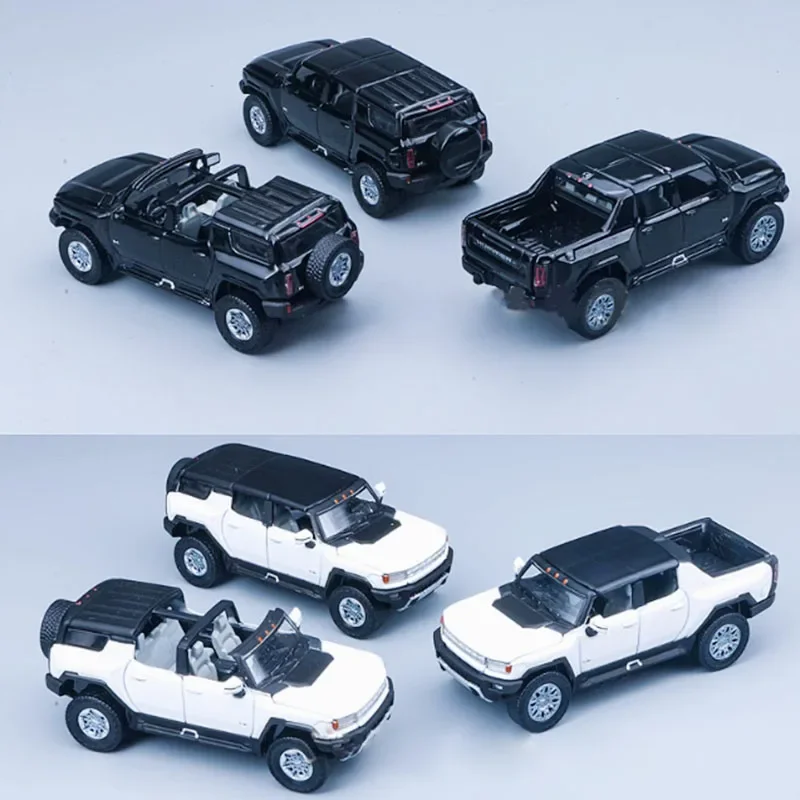 Diecast 1/64 escala 2024 gmc hummer ev conversível/hardtop suv liga modelo de carro clássicos adulto lembrança presente exibição estática