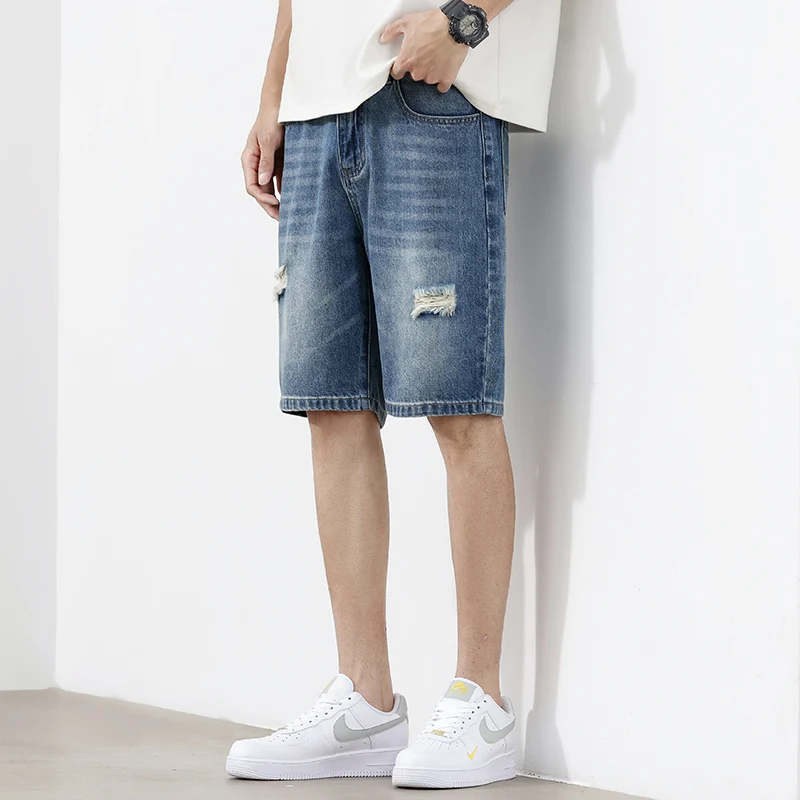

Мужские джинсовые шорты весна-лето 2026: универсальные, свободного кроя, в корейском стиле, модные брюки