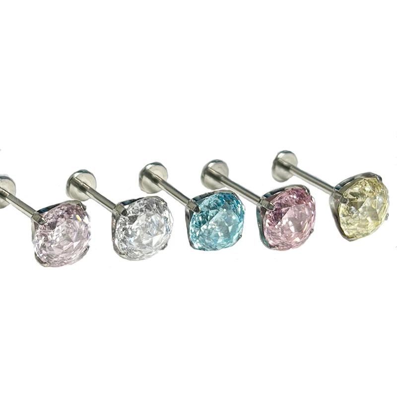 

F136 Titanium Alloy 0.7mm Rose Cut Zircon Earrings - Stylish and Luxurious