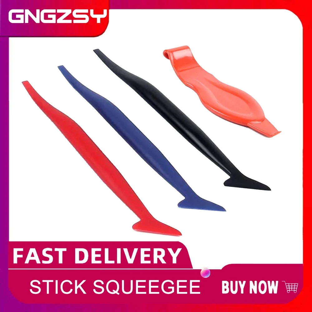 

CNGZSY Long Handle Window Tint Wrapping Tools Carbon Fiber Film Car Sticker Squeegee Corner Scraper B18+