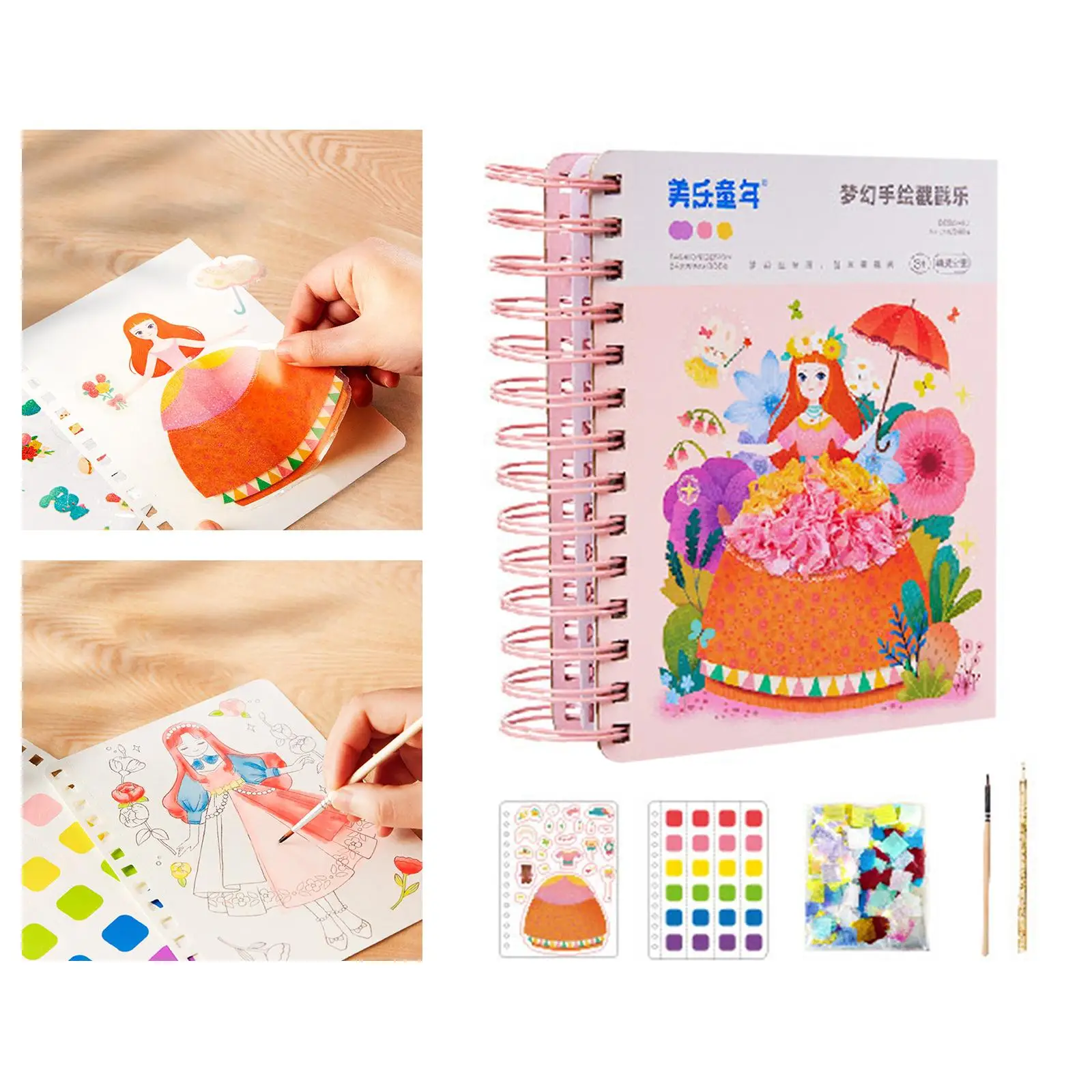 Dress up Sticker Book DIY Girls fittings Kids Activities Handcraft Fashion Arts Sticker Book for Road Trips Ages 4, 5, 6, 7