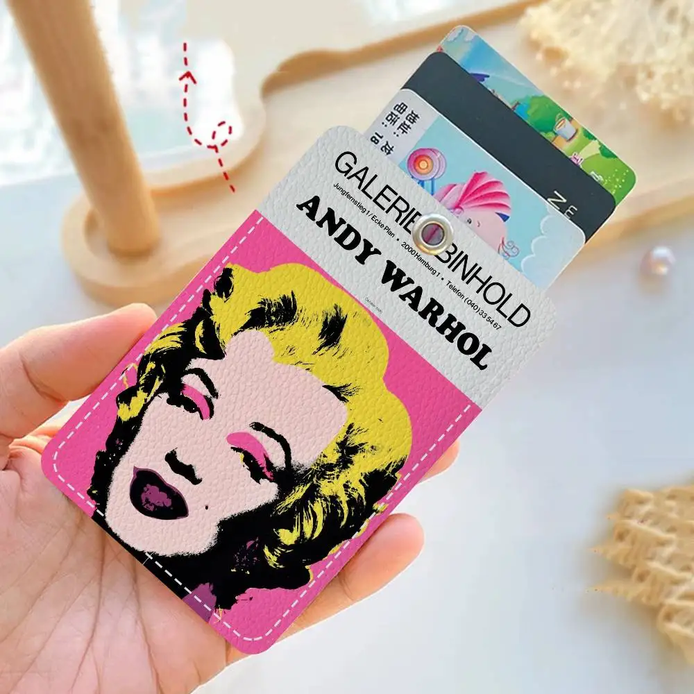 A-Andy W-Warhol Style PU Access Card Holder With Keychain - Executive Protection For Bank Card,Subway, Bus Card Case