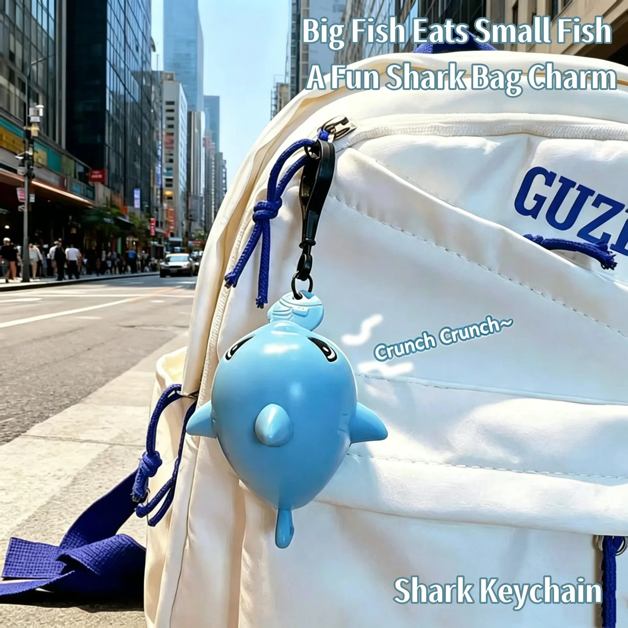 Nibbling Shark Keychain Big Fish Eat Small Fish Pull Line Nibbling Shark Keychain Fun Cartoon Keychain Small Gift Small Pendant