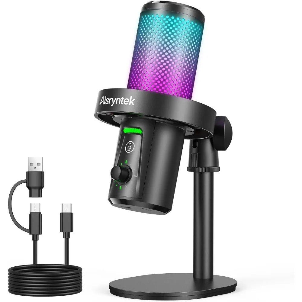 Micrófono de Condensador Cardioide de 96kHz/24-bit para Juegos de PC, Streaming y PS5 - Silenciador, Control de Ganancia, Conector de 3.5mm
