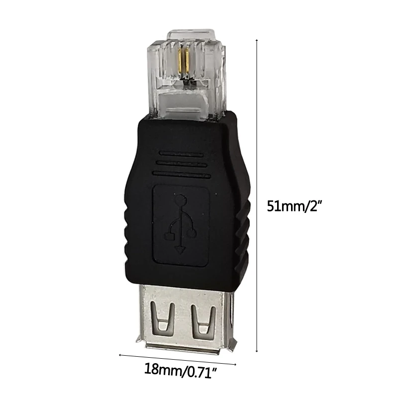 Ethernet RJ11 6P2C to USB Female Plug Network Adapter 4 Pin USB-A Connector