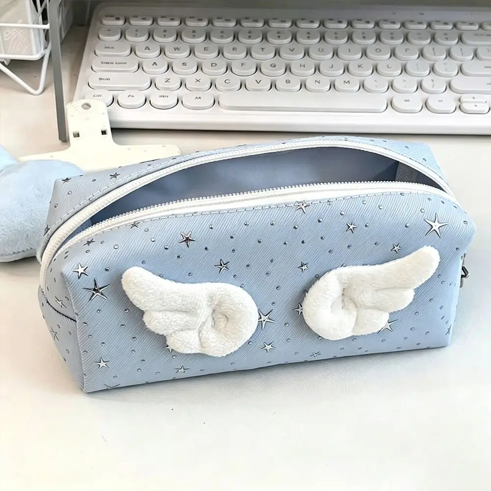 Estuche para lápices con alas de ángel estilo INS, bolsa portátil de gran capacidad para bolígrafos, bolsa de papelería, regalo
