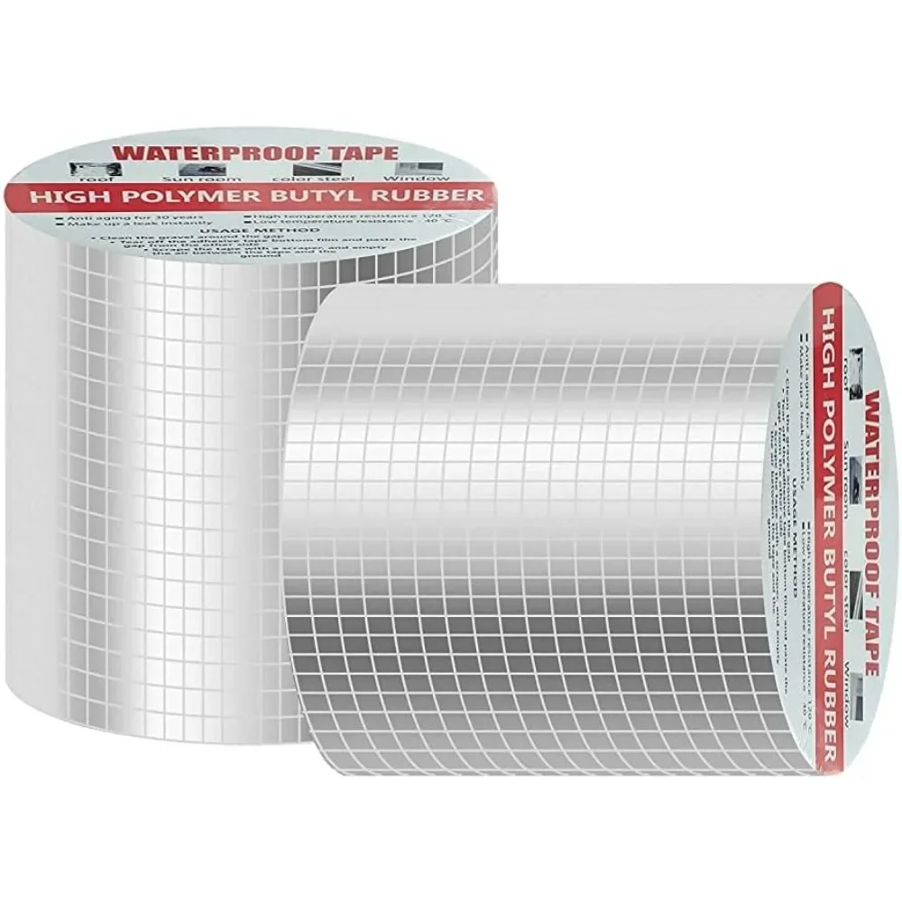

Waterproof Tape High Temperature Resistance Aluminum Foil Thicken Butyl Tape Wall Pool Roof Crack Duct Repair Sealed Self Tape