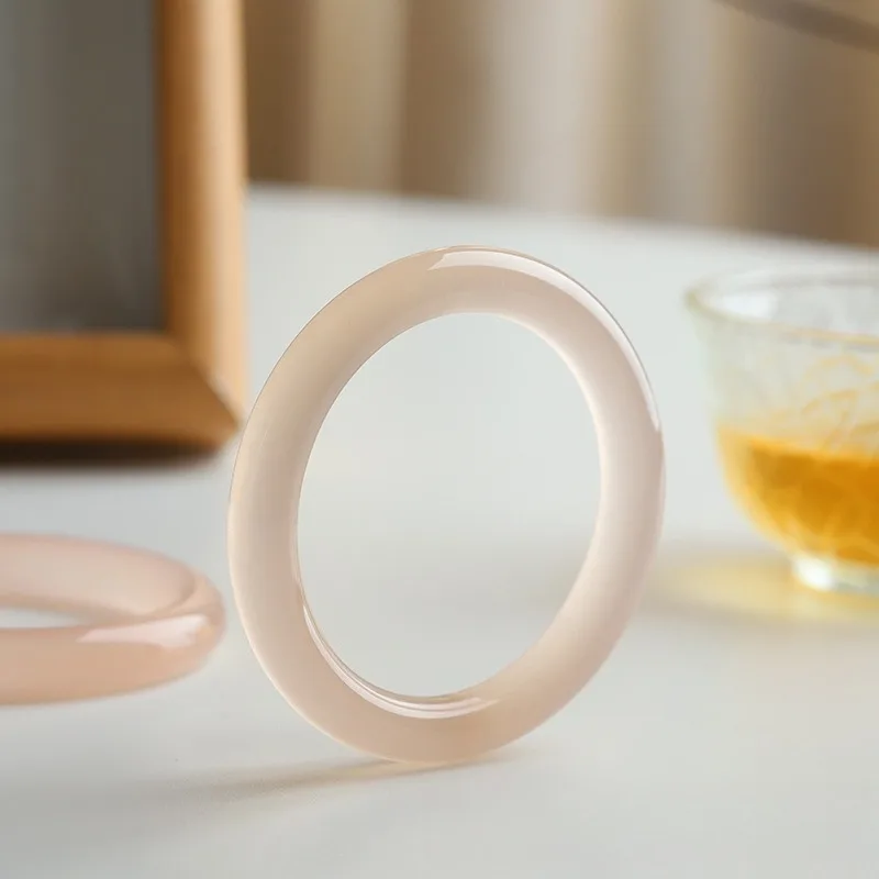 

Natural Gold Silk Jade Lotus Root Pink Round Bar Bracelet, Suitable for Daily Wear and Fashionable Jade Bracelet