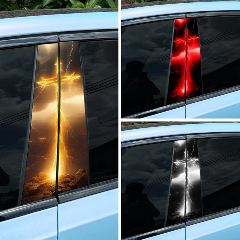 

1PC/2PCS Lightning Cross Car Stickers Auto B Pillar C Pillar Vinyl Decals Waterproof Door Center Column Refit Styling Decoration