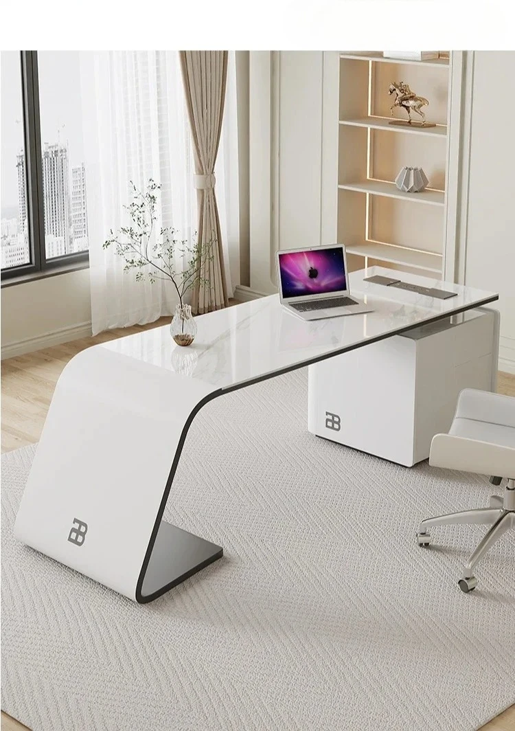 

Modern corner desk simple light luxury minimalist rock slab computer study writing home commercial
