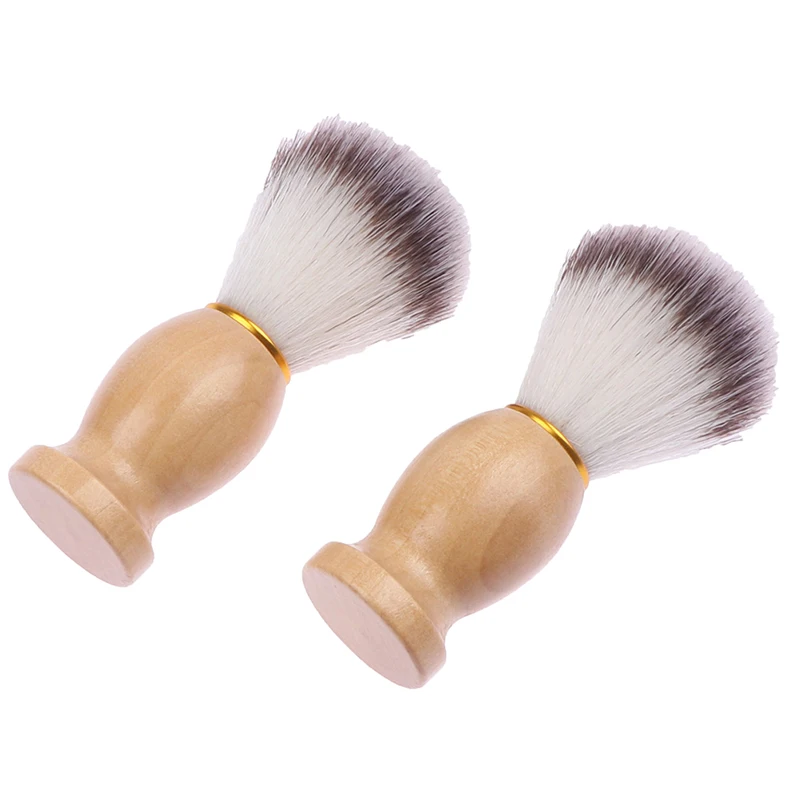1Pc Shaving Brush Wooden Handle Facial Beard Cleaning Appliance Safety Razor Brush.