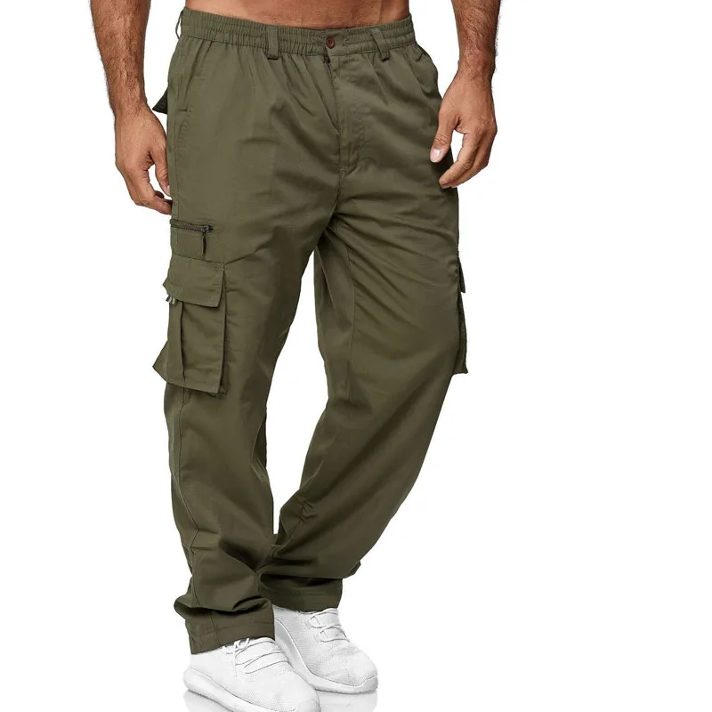 

2024 Cargo Pants Men Outdoor Loose Straight Trousers Elastic Waist Multi Pocket Military pantalones hombre Jogger Pants MY768