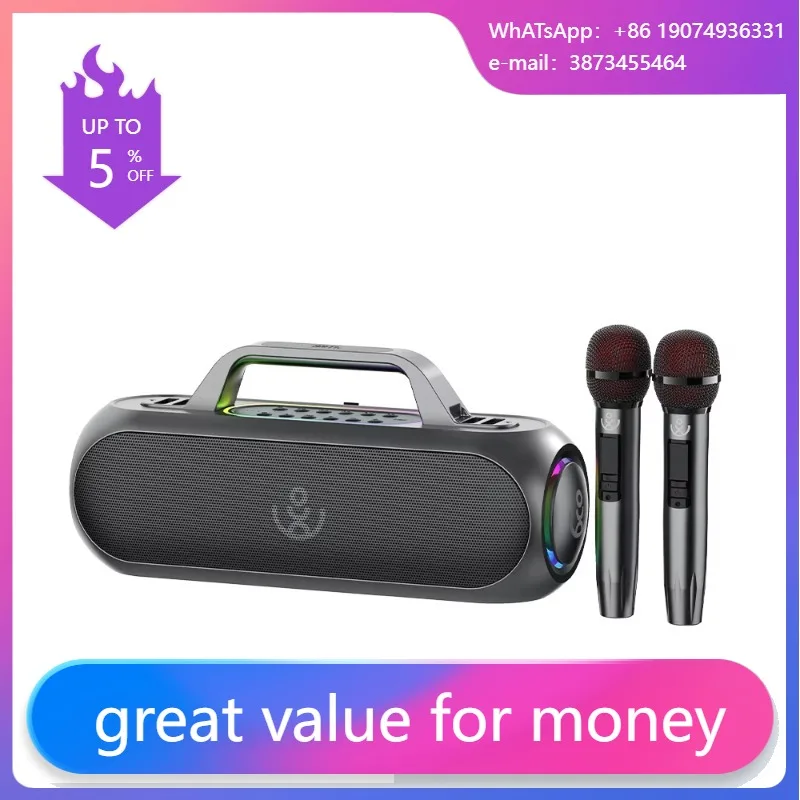 

Elegance 1980 150W Portable Speaker With 2 Wireless Karaoke Microphones IPX5 Waterproof Speakers For Outdoor Indoor