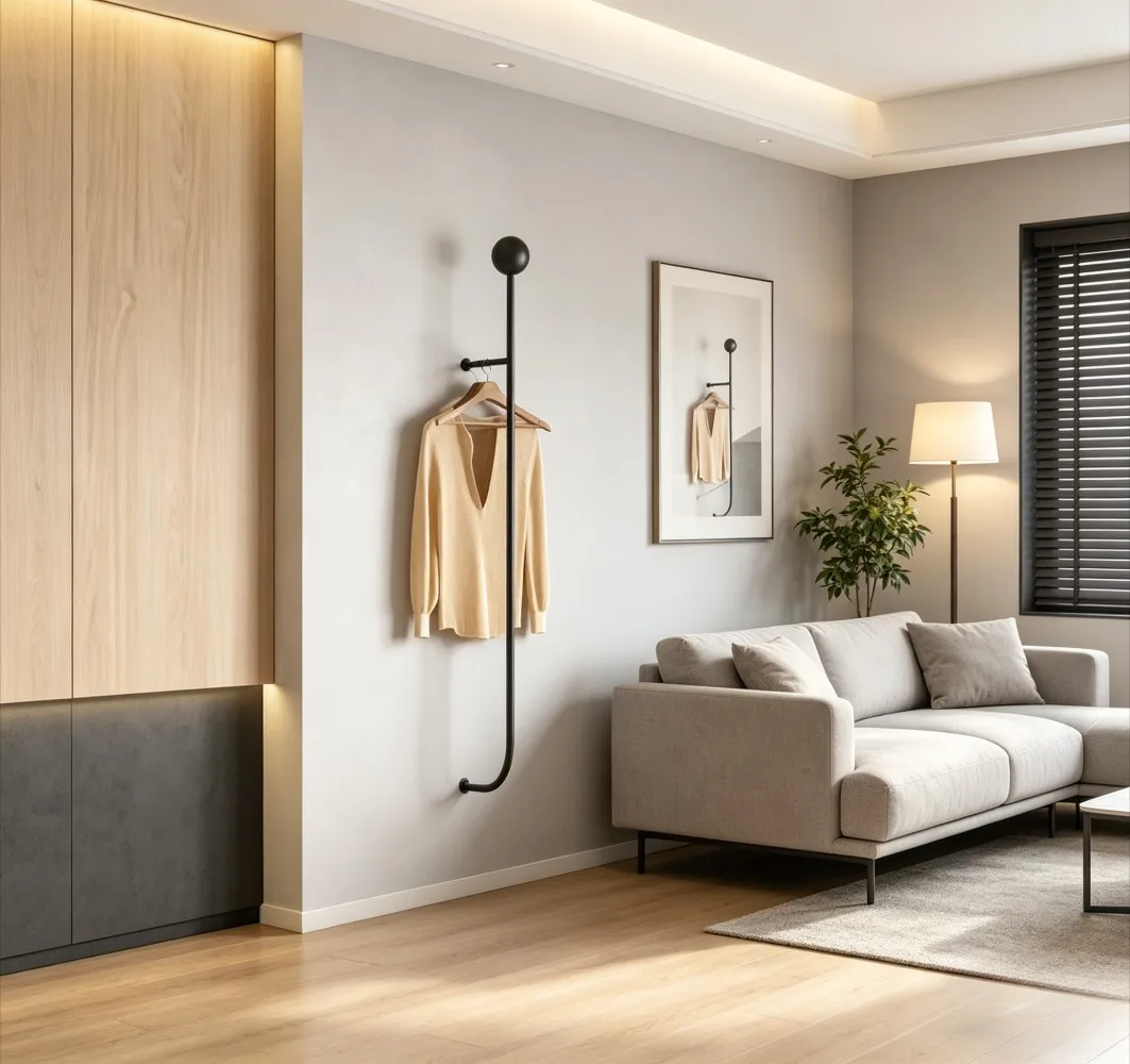 Metal Coat Rack, Modern Wall Mounted Hanger Stand, Corner Entryway Organizer for Hallway Living Room
