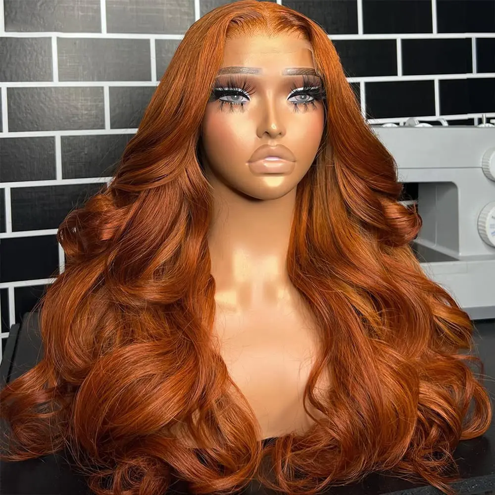 13x4 13x6 Colored Orange Ginger Lace Front Wigs Human Hair Body Wave HD Lace Frontal Wig Brazilian Transparent Lace Wig