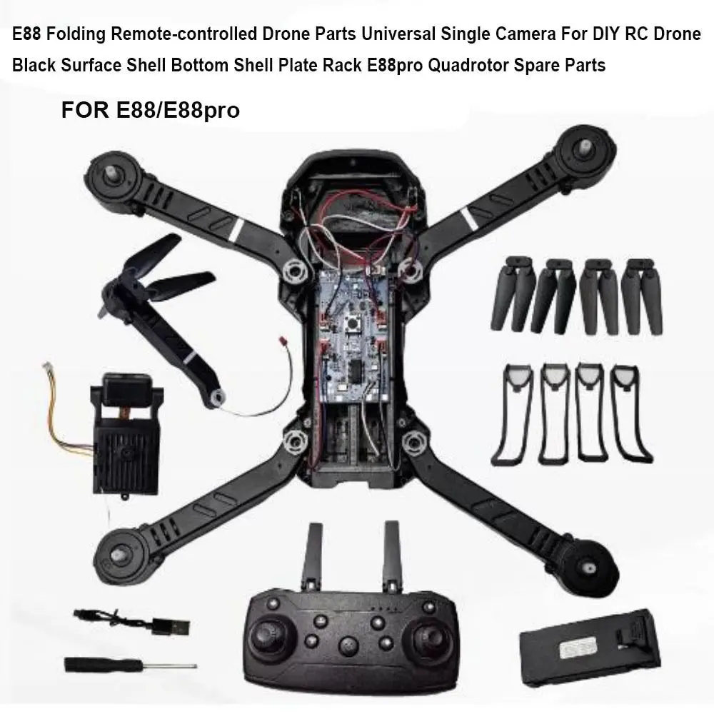 Nuevas piezas de Dron plegables universales con control remoto, 7 estilos, estante de placa de carcasa inferior de cámara única negra E88/E88pro