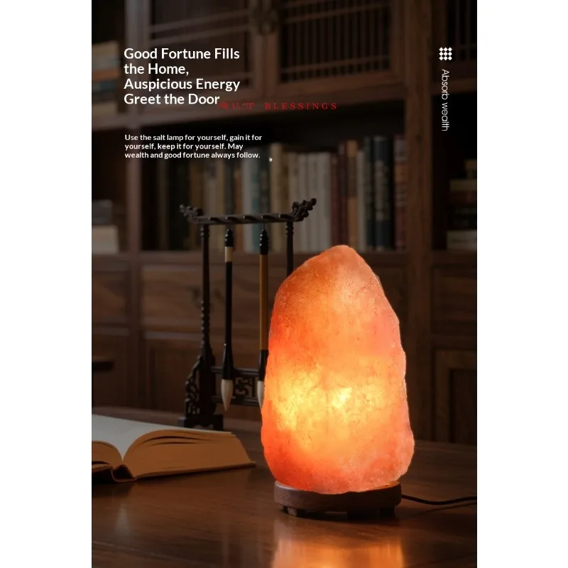 مصباح ملح الهيمالايا المستوردة مصباح الصخور الطبيعية فنغ شوي زخرفة غرفة نوم النوم ليلة محظوظ الإبداعية مصباح أرضي LED