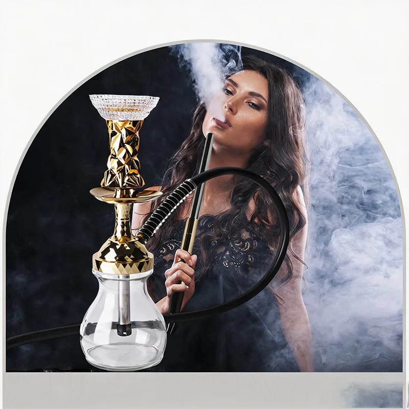 Shisha Kit Hookah Set Complete Small Shisha Kit Gold Silver Color With Glass Vase For Home Party Bar Smoking Accessories