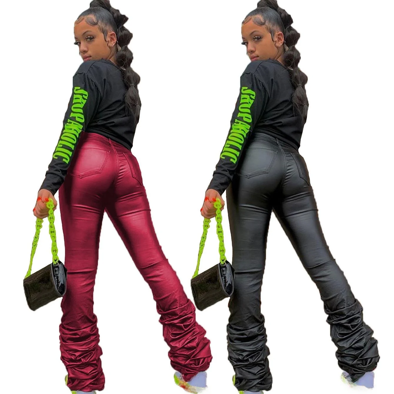 

Женские уличные кожаные брюки свободного покроя, повседневные брюки с зауженным дизайном, подходят для среднего возраста, зимняя коллекция из искусственного материала