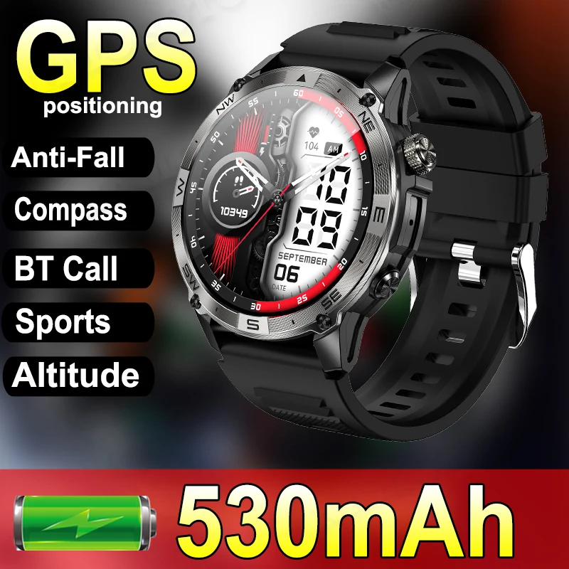 

Men Women Outdoor Sports Smart Watch Built-in GPS Compass Altitude Barometric Pressure AMOLED Hiking Tools BT Call Smartwatch