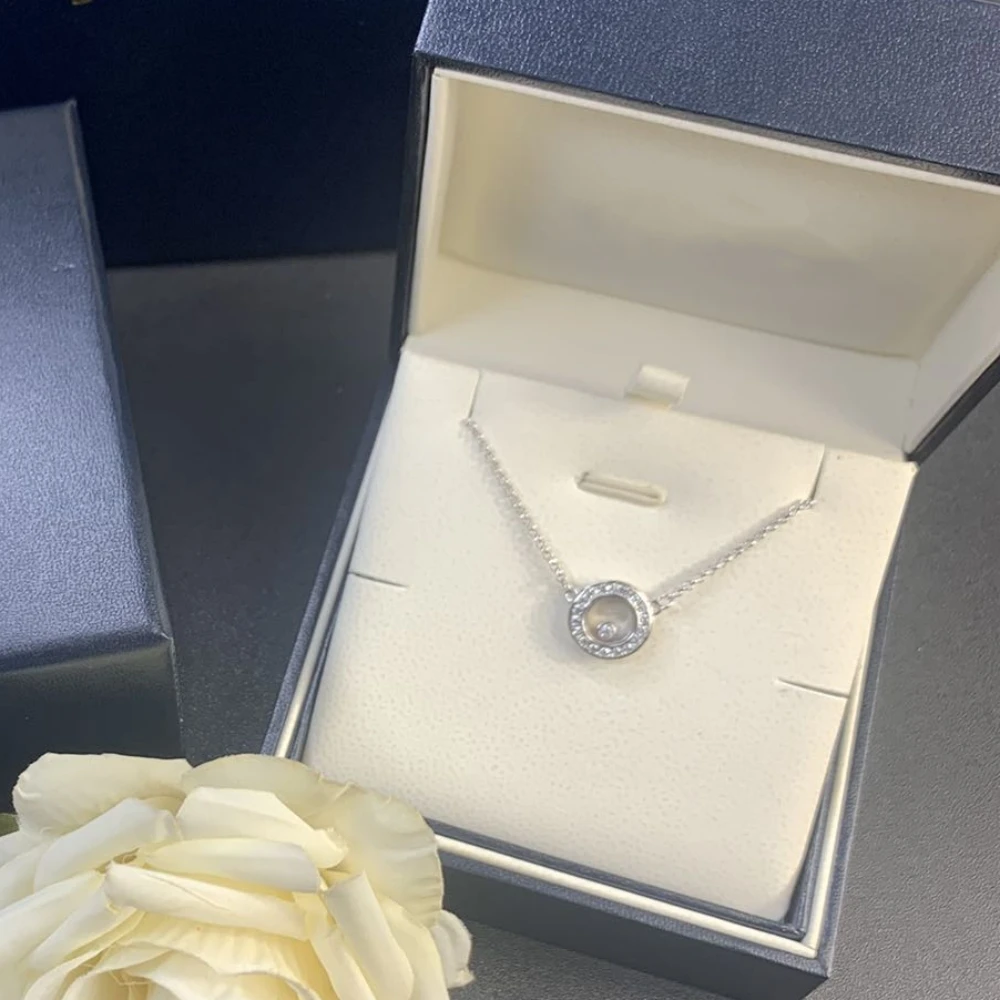 2023 White Gold Rose Gold Diamond Set Round Necklace Happy Valentine'S Day Gift Elegant Exquisite Pendant Collarbone Necklace