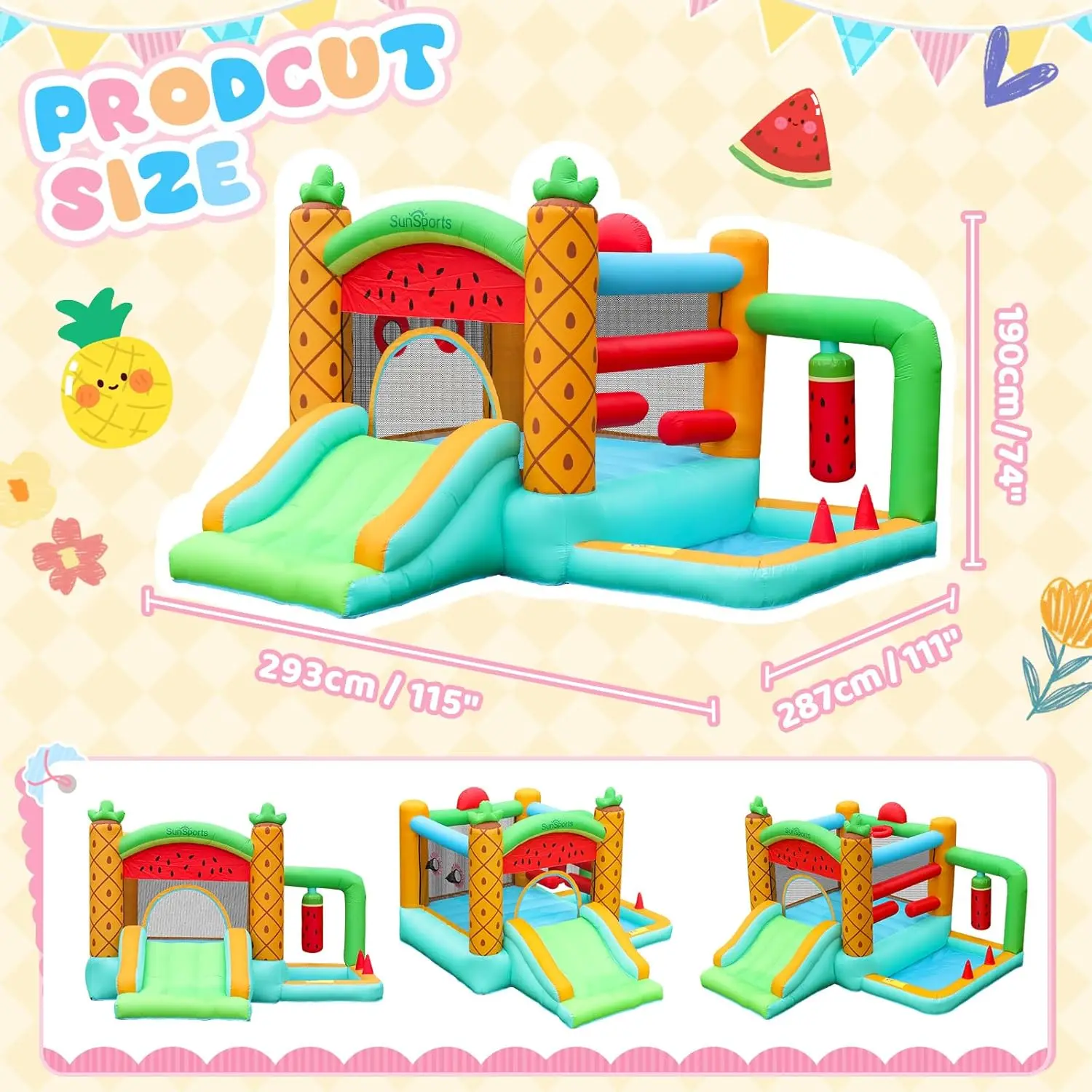 Hüpfhaus Hüpfburg für Kinder – Hüpfhaus für drinnen und draußen – Hüpfburg mit Rutsche – Hüpfburg mit B