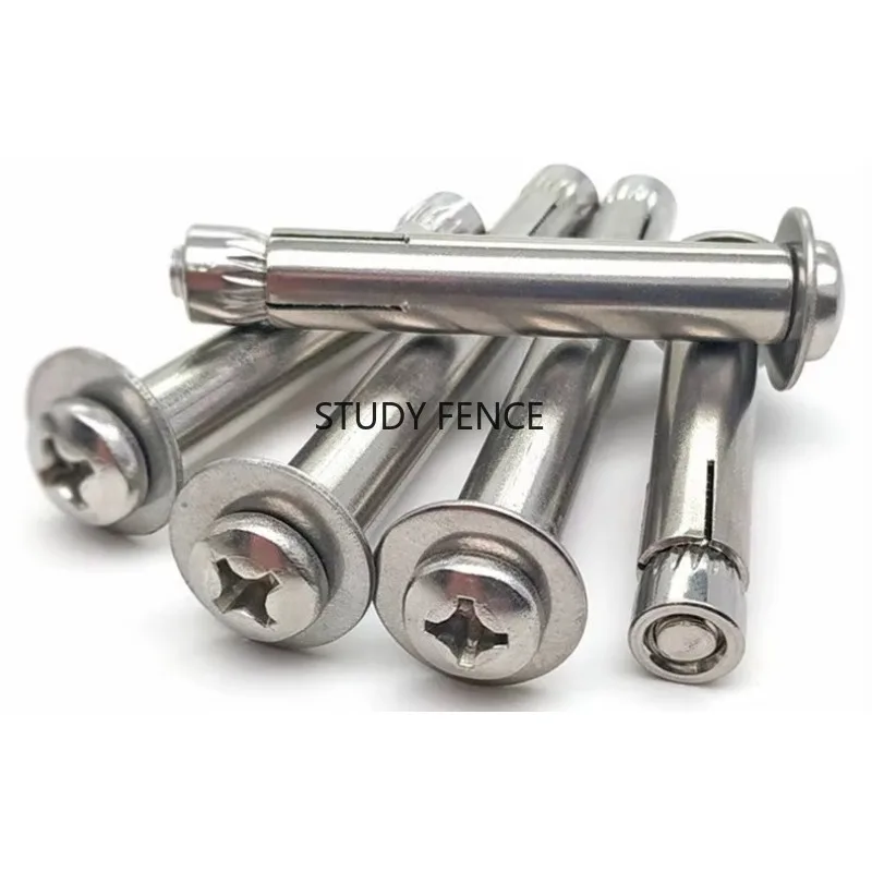 

5pcs 304/201 Stainless Steel Expansion Bolt Cross Disc Head Expansion Bolt Round Head Screw M6 Household Hardware Accessories