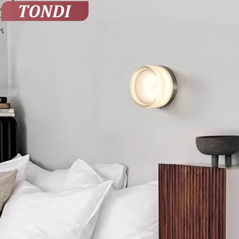 Modern LED Glass Wall Lamp Nordic Minimalist Bedroom Living Room Corridor Bedside Aisle Ceiling Light Creative Indoor Lighting