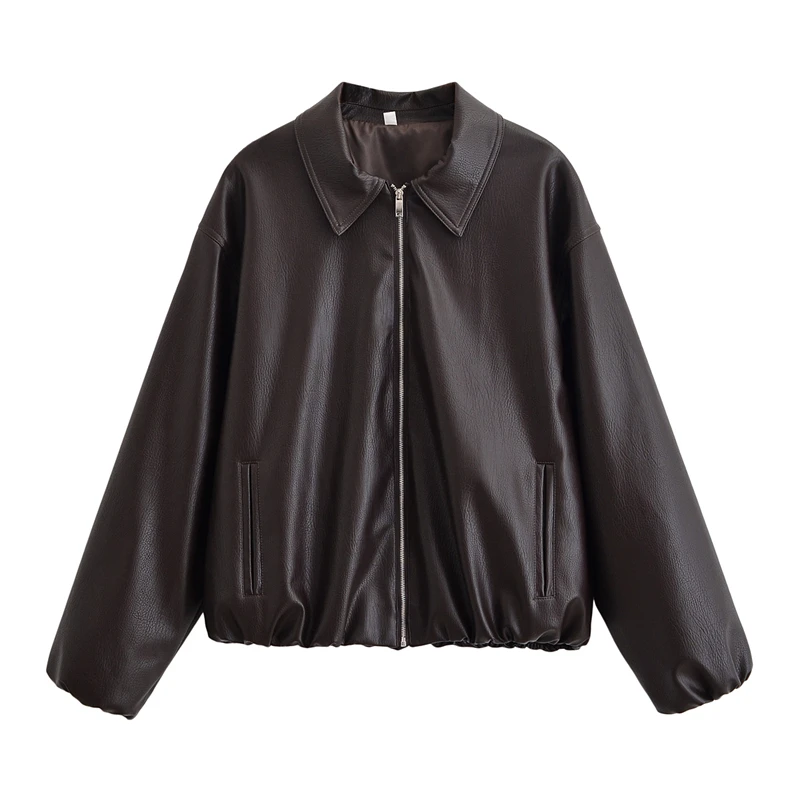 Veste en simili cuir pour femme, nouvelle mode automne-hiver 2021, veste en simili cuir pour femmes, vêtements décontractés et chics pour dames