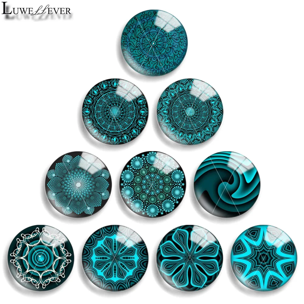12mm 10mm 20mm 25mm 30mm 40mm 861 turkusowa Mandala Mix okrągłe szklane kaboszony biżuteria znajdując 18mm zatrzask guzik bransoletka