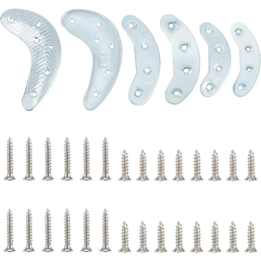 

3 Pairs Metal Heel Plates, Heel Replacement Plates with Screw Nails, Crescent Moon Sole Heel Guard Repair Pads, Shoe Heel Plate