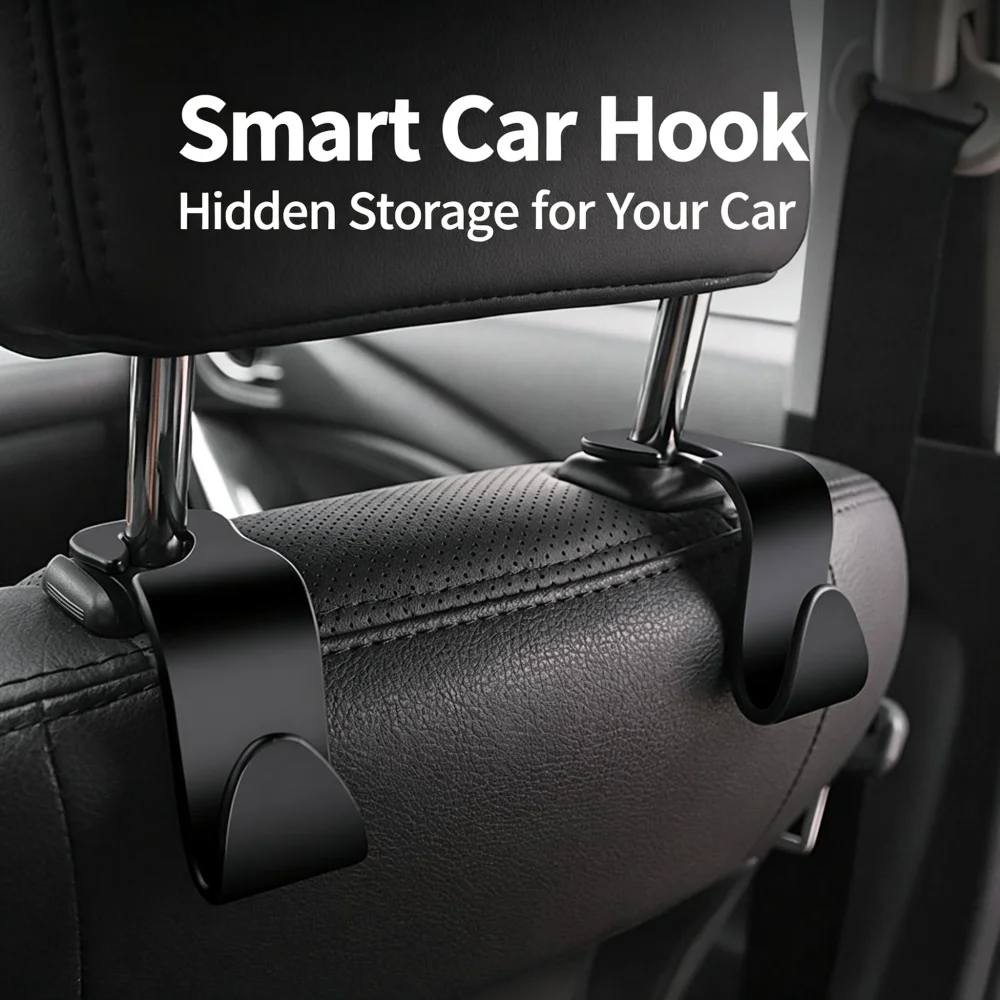 1/4pcs Car-Mounted Storage Hooks Multifunctional Auto Seat Hidden Hooks Vehicle Headrest Organizer Hanger Holder for Clothes Bag