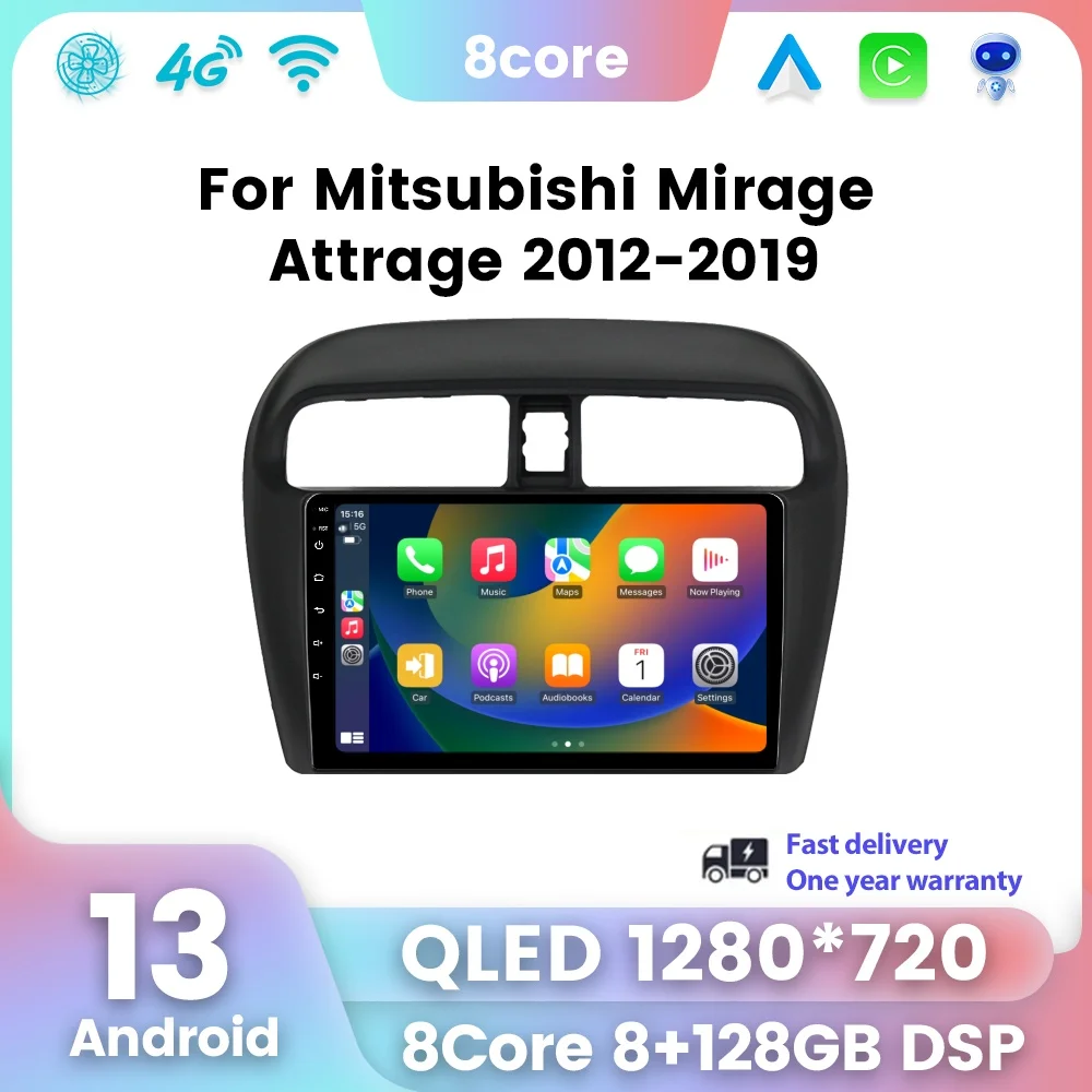

2 Din Stereo Android 13 Auto Car Radio For Mitsubishi Mirage Spacestar Attrage 2012-2018 Multimedia Player GPS Navi Carplay DSP