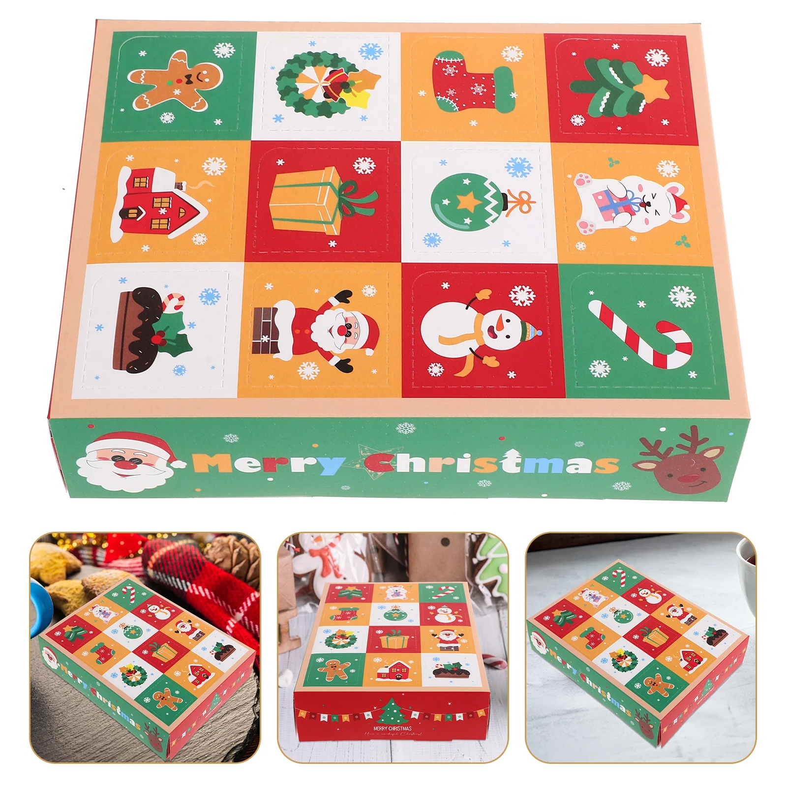 5 Pcs Biscuit Box Christmas Gift Decorations for Tree Presents Paper Advent Calendar Boxes Treat Party Favors