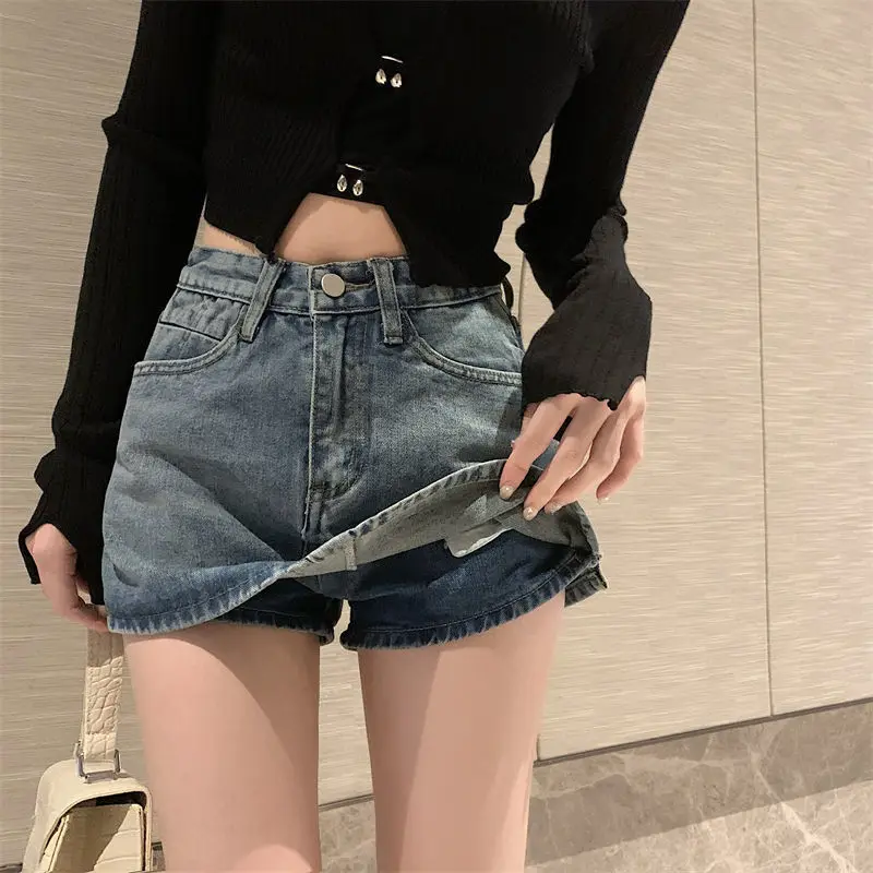 Retro Spice Girl A-word Denim Skirt Women's Summer New High Waist Short Skirt Pants