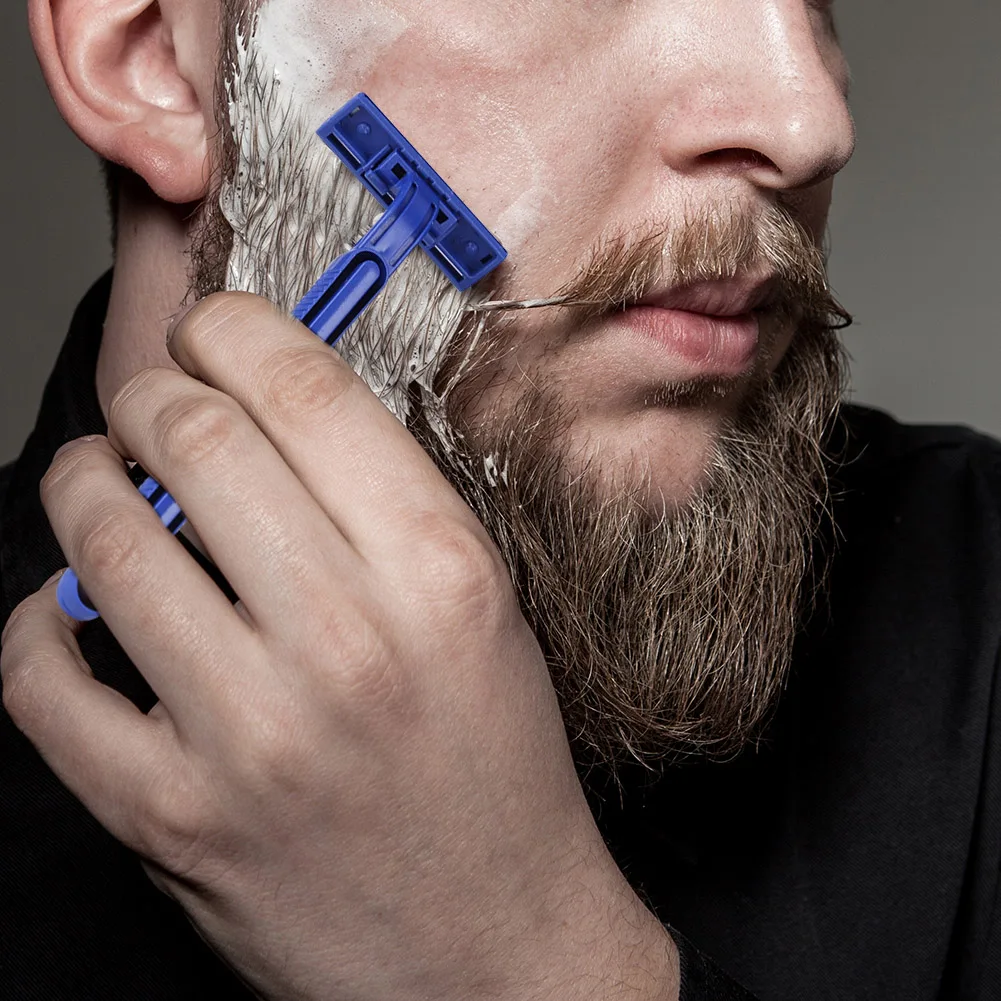 جهاز حلاقة للرجال بحافة مزدوجة، شفرة فولاذية للاستعمال مرة واحدة، ماكينة حلاقة آمنة لإزالة شعر الوجه والجسم، ماكينة حلاقة يدوية