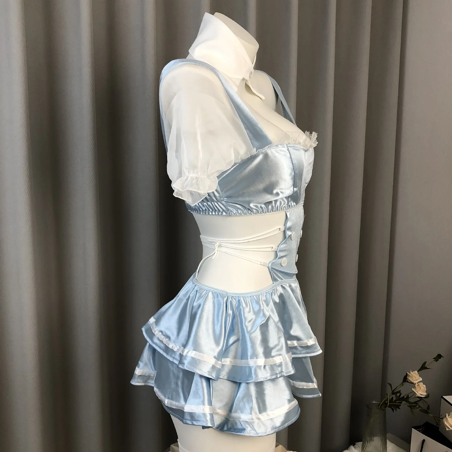 Uniforme de Demoiselle d'Honneur Mignonne, Costume de Cosplay, Mini Robe Bandage Dos aux, Lolita Trempée, Sous-Vêtements Anime pour Fille, Tenues d'Halloween