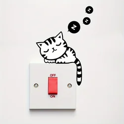 10PCS Cartoon Removable Cute Lovely Black Cat Sleep Socket Switch Wall Sticker Vinyl Decal Home Decor Decal Stickers on The Wall