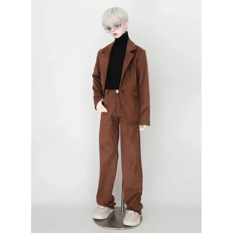 Vêtements de poupée BJD adaptés à l'uncle 1/4 1/3, taille id75, ensemble de costume décontracté en daim, 5 couleurs en accessoires de poupée (veste + pantalon)
