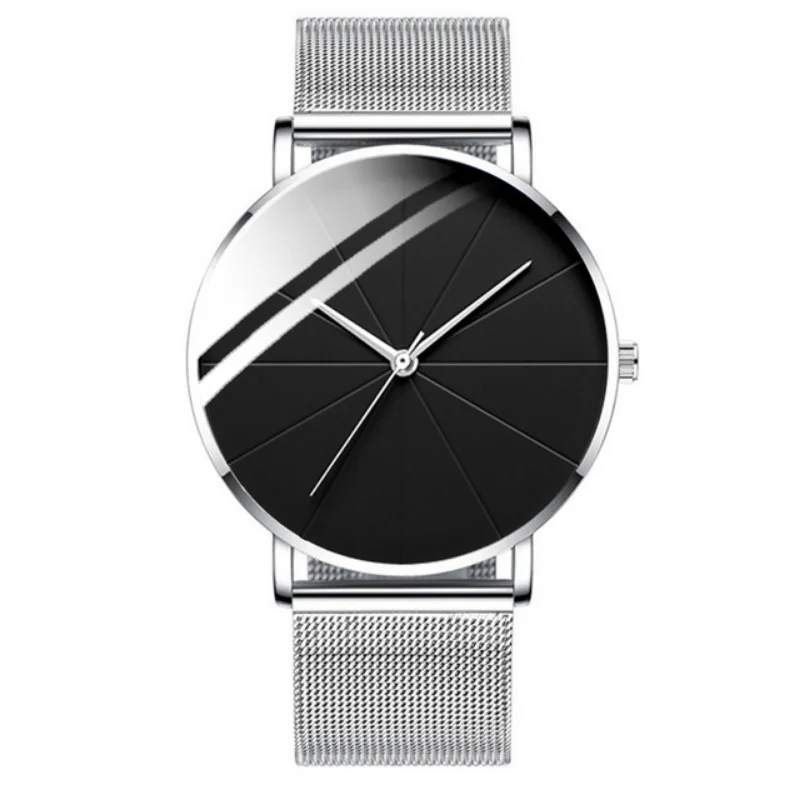 1pc 2022 Minimalist Men\'s Fashion Ultra Thin Watches Simple Men Business Stainless Steel Mesh Belt Quartz