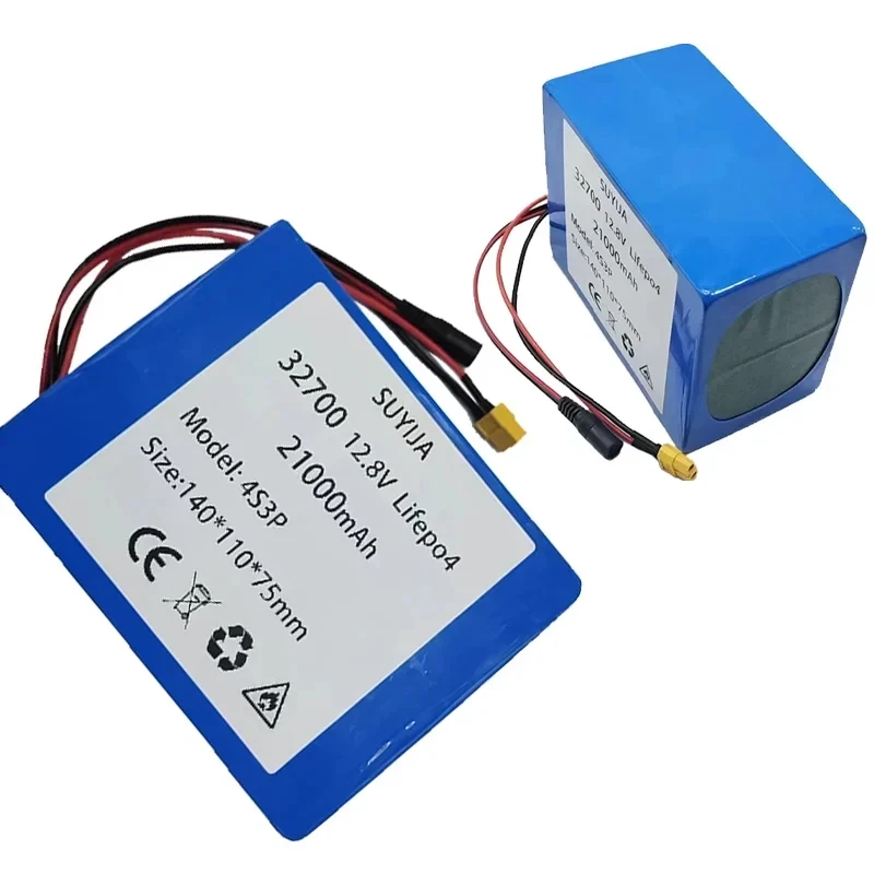 12.8V 21Ah 32700 Lifepo4 Battery Pack 4S3P Built-in 40A Same Port Charge and Discharge Balance BMS for Electric Boat Power 12V